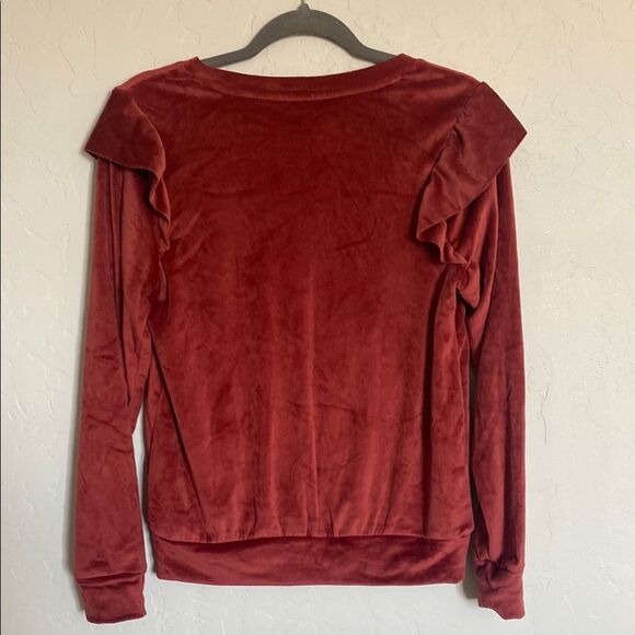 Women's Velour Ruffle Top - Rust - Picture 4 of 5